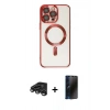 MARSİLYAN™- iPhone 15 Pro Kılıf Nova Işık Özel Seri - Siyah 3D Antistatik Hayalet Cam Ekran Koruyucu + Raze Metal Kamera Lens - TMGI