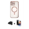 MARSİLYAN™- iPhone 15 Pro Kılıf Nova Işık Özel Seri - Siyah 3D Antistatik Mat Seramik Nano Ekran Koruyucu + Raze Metal Kamera Lens - SH