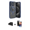 MARSİLYAN™- iPhone 15 Pro Kılıf Nova Işık Özel Seri - Siyah 3D Antistatik Mat Seramik Nano Ekran Koruyucu + Raze Metal Kamera Lens - SH