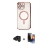 MARSİLYAN™- iPhone 15 Pro Kılıf Nova Işık Özel Seri - Siyah 3D Antistatik Mat Seramik Nano Ekran Koruyucu + Raze Metal Kamera Lens - TMGI