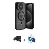 MARSİLYAN™- iPhone 15 Pro Kılıf Nova Işık Özel Seri - Siyah 3D Antistatik Seramik Nano Ekran Koruyucu + Raze Metal Kamera Lens - GS