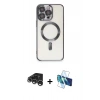 MARSİLYAN™- iPhone 15 Pro Kılıf Nova Işık Özel Seri - Siyah 3D Antistatik Seramik Nano Ekran Koruyucu + Raze Metal Kamera Lens - GS