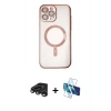 MARSİLYAN™- iPhone 15 Pro Kılıf Nova Işık Özel Seri - Siyah 3D Antistatik Seramik Nano Ekran Koruyucu + Raze Metal Kamera Lens - TMGI