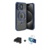 MARSİLYAN™- iPhone 15 Pro Kılıf Nova Işık Özel Seri - Siyah 3D Antistatik Seramik Nano Ekran Koruyucu + Raze Metal Kamera Lens - TMGI