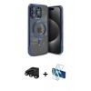 MARSİLYAN™- iPhone 15 Pro Kılıf Nova Işık Özel Seri - Siyah 3D Antistatik Seramik Nano Ekran Koruyucu + Raze Metal Kamera Lens - SH