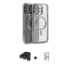 MARSİLYAN™- iPhone 15 Pro Kılıf Nova Işık Özel Seri - Siyah Bilvis 0.18mm Plus Cam Ekran Koruyucu + Raze Metal Kamera Lens - GS