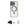 MARSİLYAN™- iPhone 15 Pro Kılıf Nova Işık Özel Seri - Siyah Bilvis 0.18mm Plus Cam Ekran Koruyucu + Raze Metal Kamera Lens - SH