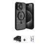 MARSİLYAN™- iPhone 15 Pro Kılıf Nova Işık Özel Seri - Siyah Bilvis 0.18mm Plus Cam Ekran Koruyucu + Raze Metal Kamera Lens - GS