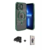 MARSİLYAN™- iPhone 15 Pro Kılıf Nova Işık Özel Seri - Siyah Bilvis 3D Cam Ekran Koruyucu + Raze Metal Kamera Lens - GS