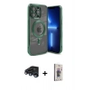 MARSİLYAN™- iPhone 15 Pro Kılıf Nova Işık Özel Seri - Siyah Bilvis 3D Cam Ekran Koruyucu + Raze Metal Kamera Lens - LT