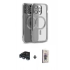 MARSİLYAN™- iPhone 15 Pro Kılıf Nova Işık Özel Seri - Siyah Bilvis 3D Cam Ekran Koruyucu + Raze Metal Kamera Lens - LT