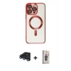 MARSİLYAN™- iPhone 15 Pro Kılıf Nova Işık Özel Seri - Siyah Bilvis 3D Cam Ekran Koruyucu + Raze Metal Kamera Lens - LT