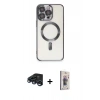 MARSİLYAN™- iPhone 15 Pro Kılıf Nova Işık Özel Seri - Siyah Bilvis 3D Cam Ekran Koruyucu + Raze Metal Kamera Lens - LT