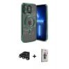 MARSİLYAN™- iPhone 15 Pro Kılıf Nova Işık Özel Seri - Siyah Bilvis 3D Cam Ekran Koruyucu + Raze Metal Kamera Lens - TMGI