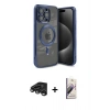 MARSİLYAN™- iPhone 15 Pro Kılıf Nova Işık Özel Seri - Siyah Bilvis 3D Mat Cam Ekran Koruyucu + Raze Metal Kamera Lens - TMGI