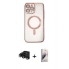 MARSİLYAN™- iPhone 15 Pro Kılıf Nova Işık Özel Seri - Siyah Bilvis 3D Mat Cam Ekran Koruyucu + Raze Metal Kamera Lens - SH