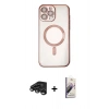 MARSİLYAN™- iPhone 15 Pro Kılıf Nova Işık Özel Seri - Siyah Bilvis 3D Mat Cam Ekran Koruyucu + Titanyum Gri Raze Metal Kamera Lens