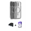 MARSİLYAN™- iPhone 15 Pro Kılıf Nova Işık Özel Seri - Siyah Bilvis 5in1 3D Magic Cam Ekran Koruyucu + Raze Metal Kamera Lens - LT