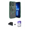 MARSİLYAN™- iPhone 15 Pro Kılıf Nova Işık Özel Seri - Siyah Bilvis 5in1 3D Magic Cam Ekran Koruyucu + Raze Metal Kamera Lens - LT