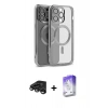 MARSİLYAN™- iPhone 15 Pro Kılıf Nova Işık Özel Seri - Siyah Bilvis 5in1 3D Magic Cam Ekran Koruyucu + Raze Metal Kamera Lens - TMGI