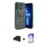 MARSİLYAN™- iPhone 15 Pro Kılıf Nova Işık Özel Seri - Siyah Bilvis 5in1 3D Magic Cam Ekran Koruyucu + Raze Metal Kamera Lens - TMGI