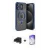 MARSİLYAN™- iPhone 15 Pro Kılıf Nova Işık Özel Seri - Siyah Bilvis 5in1 3D Magic Cam Ekran Koruyucu + Raze Metal Kamera Lens - TMGI