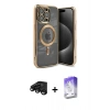 MARSİLYAN™- iPhone 15 Pro Kılıf Nova Işık Özel Seri - Siyah Bilvis 5in1 3D Magic Cam Ekran Koruyucu + Siyah Raze Metal Kamera Lens