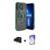 MARSİLYAN™- iPhone 15 Pro Kılıf Nova Işık Özel Seri - Siyah Bilvis 5in1 3D Magic Cam Ekran Koruyucu + Siyah Raze Metal Kamera Lens