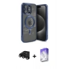MARSİLYAN™- iPhone 15 Pro Kılıf Nova Işık Özel Seri - Siyah Bilvis 5in1 3D Magic Cam Ekran Koruyucu + Siyah Raze Metal Kamera Lens