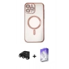MARSİLYAN™- iPhone 15 Pro Kılıf Nova Işık Özel Seri - Siyah Bilvis 5in1 3D Magic Cam Ekran Koruyucu + Siyah Raze Metal Kamera Lens