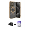 MARSİLYAN™- iPhone 15 Pro Kılıf Nova Işık Özel Seri - Siyah Bilvis 5in1 3D Magic Cam Ekran Koruyucu + Raze Metal Kamera Lens - TMGI