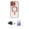 MARSİLYAN™- iPhone 15 Pro Kılıf Nova Işık Özel Seri - Siyah Bilvis 5in1 5D Magic Hayalet Cam Ekran Koruyucu + Raze Metal Kamera Lens - SH