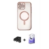 MARSİLYAN™- iPhone 15 Pro Kılıf Nova Işık Özel Seri - Siyah Bilvis 5in1 5D Magic Hayalet Cam Ekran Koruyucu + Raze Metal Kamera Lens - TMGI