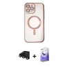 MARSİLYAN™- iPhone 15 Pro Kılıf Nova Işık Özel Seri - Siyah Bilvis 5in1 5D Magic Hayalet Cam Ekran Koruyucu + Raze Metal Kamera Lens - SH