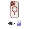 MARSİLYAN™- iPhone 15 Pro Kılıf Nova Işık Özel Seri - Siyah Bilvis 5in1 5D Magic Hayalet Cam Ekran Koruyucu + Raze Metal Kamera Lens - TMGI