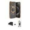 MARSİLYAN™- iPhone 15 Pro Kılıf Nova Işık Özel Seri - Siyah Bilvis Hayalet Cam Ekran Koruyucu + Raze Metal Kamera Lens - GS