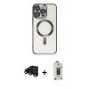 MARSİLYAN™- iPhone 15 Pro Kılıf Nova Işık Özel Seri - Siyah Bilvis Hayalet Cam Ekran Koruyucu + Raze Metal Kamera Lens - SH