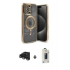 MARSİLYAN™- iPhone 15 Pro Kılıf Nova Işık Özel Seri - Siyah Bilvis Hayalet Cam Ekran Koruyucu + Raze Metal Kamera Lens - SH