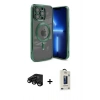 MARSİLYAN™- iPhone 15 Pro Kılıf Nova Işık Özel Seri - Siyah Bilvis Hayalet Cam Ekran Koruyucu + Raze Metal Kamera Lens - SH