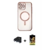 MARSİLYAN™- iPhone 15 Pro Kılıf Nova Işık Özel Seri - Siyah Buffer Cam Ekran Koruyucu + Lacivert Raze Metal Kamera Lens