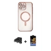 MARSİLYAN™- iPhone 15 Pro Kılıf Nova Işık Özel Seri - Siyah Buffer Hayalet Cam Ekran Koruyucu + Raze Metal Kamera Lens - GS