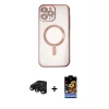MARSİLYAN™- iPhone 15 Pro Kılıf Nova Işık Özel Seri - Siyah Buffer Hayalet Cam Ekran Koruyucu + Raze Metal Kamera Lens - SH
