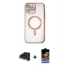MARSİLYAN™- iPhone 15 Pro Kılıf Nova Işık Özel Seri - Siyah Buffer Hayalet Cam Ekran Koruyucu + Raze Metal Kamera Lens - TMGI