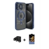 MARSİLYAN™- iPhone 15 Pro Kılıf Nova Işık Özel Seri - Siyah Buffer Hayalet Cam Ekran Koruyucu + Raze Metal Kamera Lens - SH