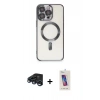 MARSİLYAN™- iPhone 15 Pro Kılıf Nova Işık Özel Seri - Siyah Joko 5D Cam + Raze Metal Kamera Lens - LT