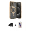 MARSİLYAN™- iPhone 15 Pro Kılıf Nova Işık Özel Seri - Siyah Joko 5D Cam + Raze Metal Kamera Lens - TMGI