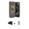 MARSİLYAN™- iPhone 15 Pro Kılıf Nova Işık Özel Seri - Siyah Joko Magic 5D Cam + Raze Metal Kamera Lens - LT