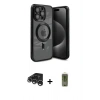 MARSİLYAN™- iPhone 15 Pro Kılıf Nova Işık Özel Seri - Siyah Joko Magic 5D Hayalet Cam + Raze Metal Kamera Lens - GS