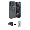 MARSİLYAN™- iPhone 15 Pro Kılıf Nova Işık Özel Seri - Siyah Polymer Nano Ekran Koruyucu + Raze Metal Kamera Lens - GS