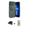 MARSİLYAN™- iPhone 15 Pro Kılıf Nova Işık Özel Seri - Siyah Polymer Nano Ekran Koruyucu + Raze Metal Kamera Lens - GS